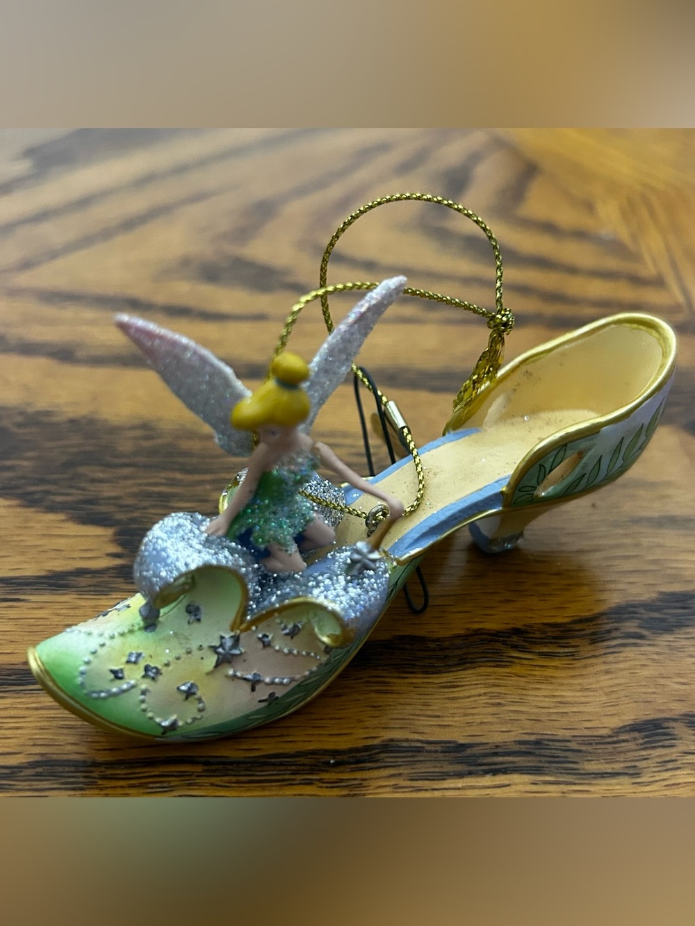 Disney - Tinkerbell Fairy Winged Decorative Green & Gold Women's Shoe Ornament